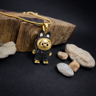 KOOBERAZ Premium Labubu-Inspired Doll Pendant | Anti-Tarnish Stainless Steel Golden Plated Necklace