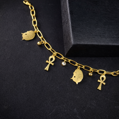 KOOBERAZ Stylish Anti-Tarnish Charm Bracelet for Women | Golden Plated Stainless Steel Jewellery