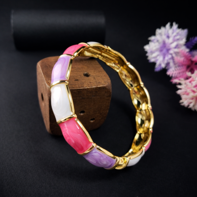 KOOBERAZ Premium Multicolor Enamel Bracelet – Anti Tarnish Golden Plated Stainless Steel Jewellery