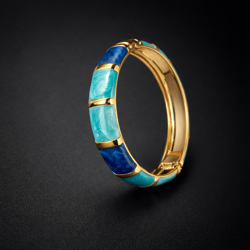 KOOBERAZ Premium Golden Plated Enamel Kada Bracelet – Anti Tarnish Stainless Steel Luxury Jewelry