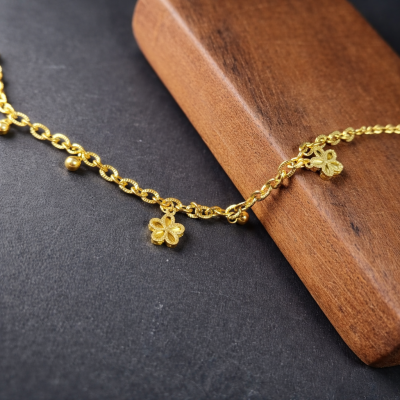 KOOBERAZ Premium Anti-Tarnish Golden-Plated Stainless Steel Charm Bracelet for Women